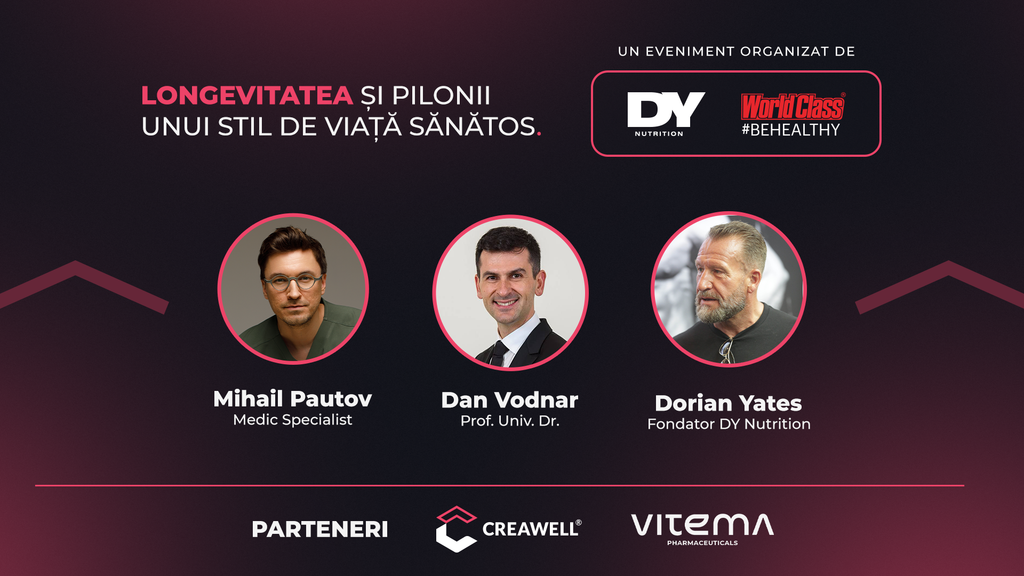 DY Nutrition și World Class au reunit experți de top precum Prof. Dr. Dan Vodnar, Dr. Mihail Pautov și legendarul sportiv Dorian Yates, într-un eveniment dedicat longevității