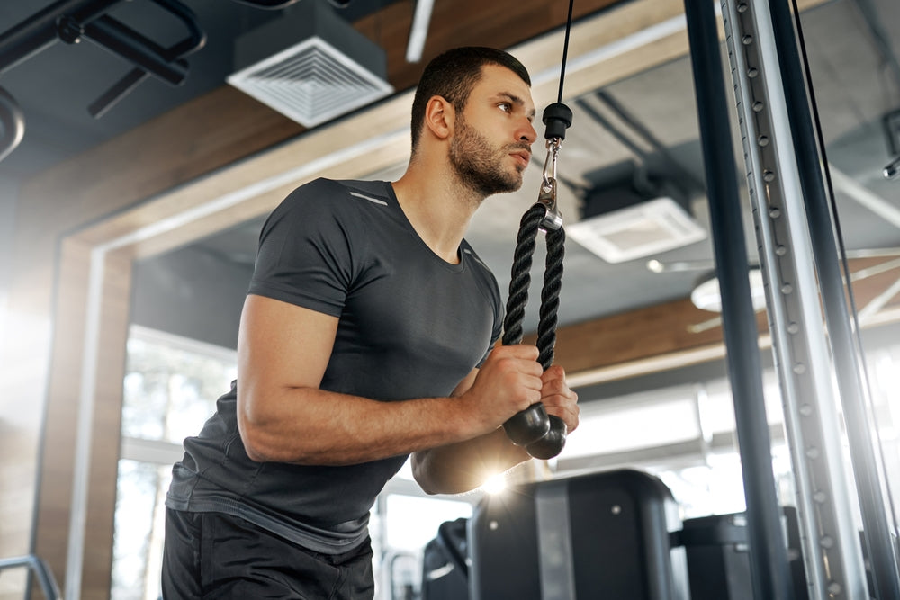 persoană efectuând exerciții de triceps