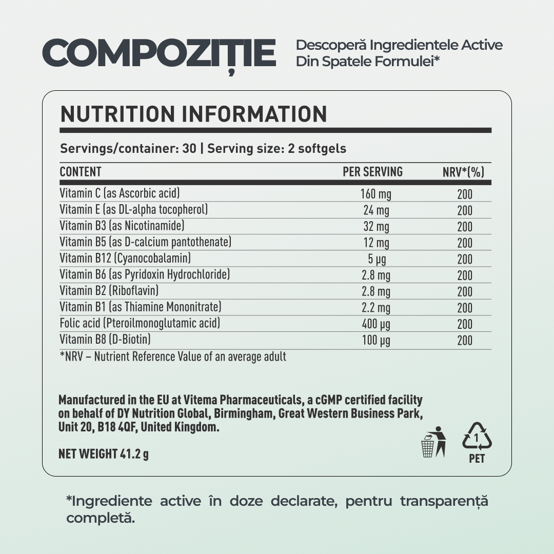Vitamina B Complex DY Life, 60 Softgels, 30 Serviri