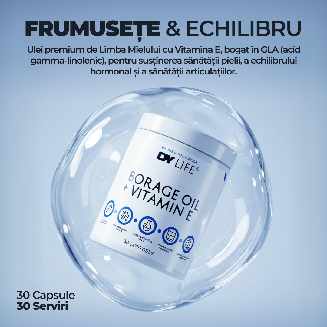Borage Oil + Vitamin E DY Life, 30 Softgels, 30 Serviri