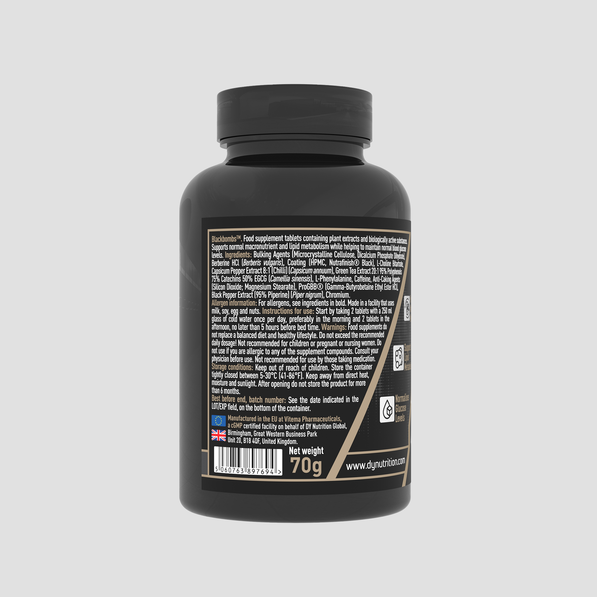 Arzător de grăsimi Blackbombs, 70g, 60 de tablete