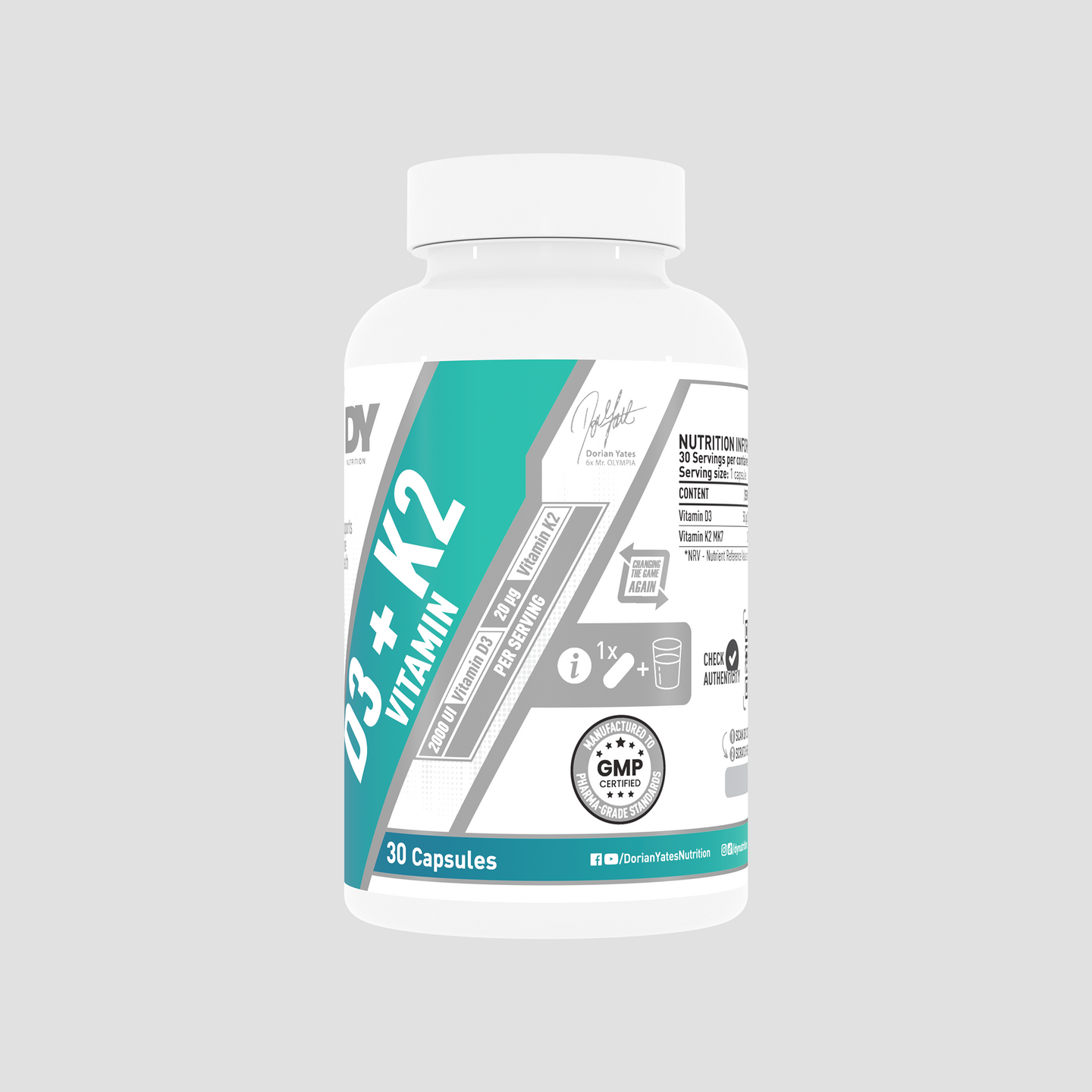 Vitamina D3+K2, 30 de capsule, DY Nutrition