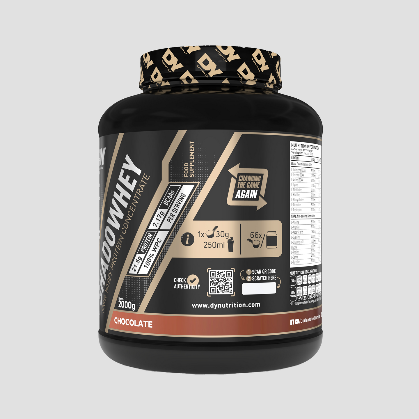 Proteină Concentrată Shadowhey DY Nutrition 2kg, 66 de serviri