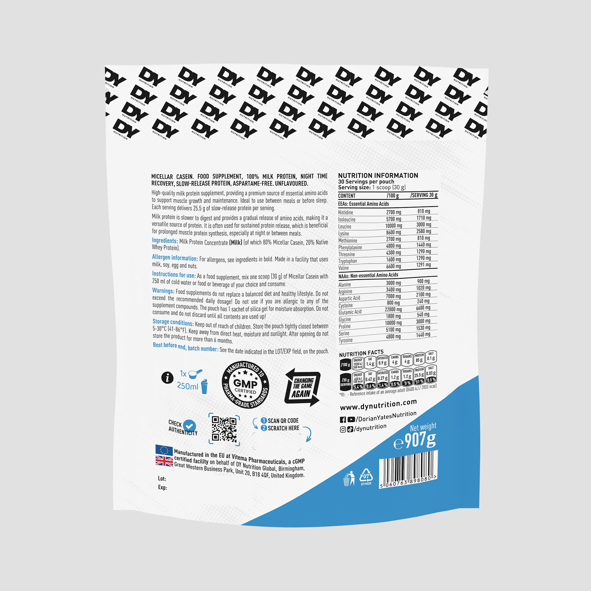 Proteină Micellar Casein, DY Nutrition, 907g, 30 de serviri