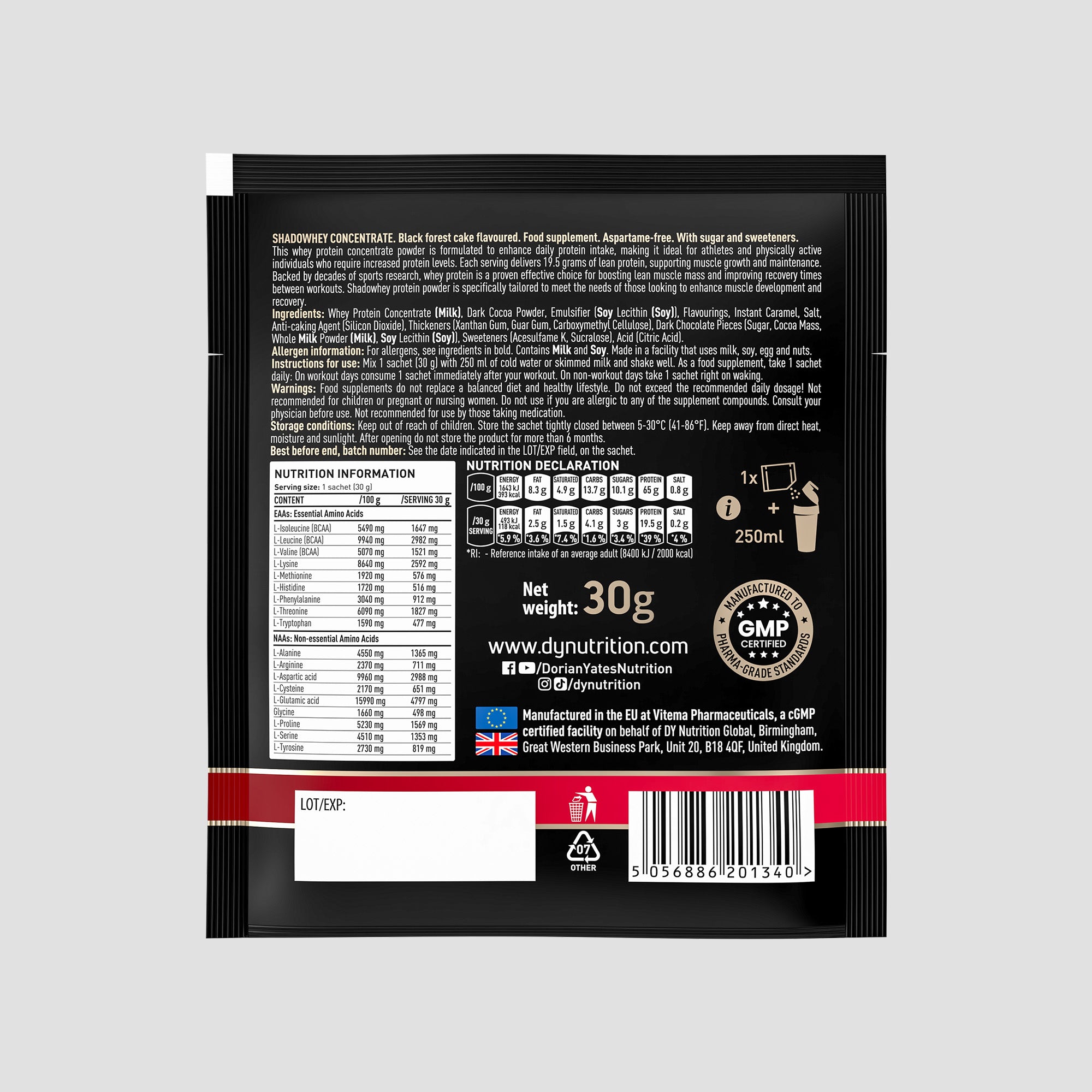 Proteină Concentrată Shadowhey DY Nutrition - Plic la 30 Grame