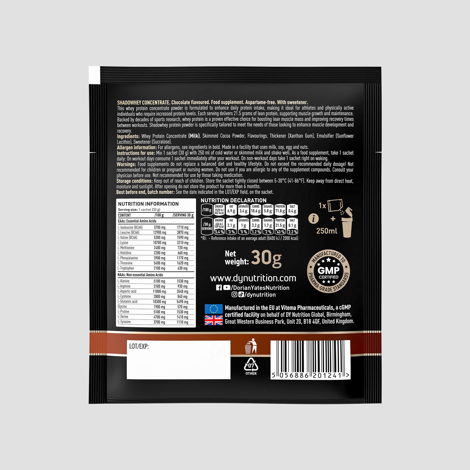Proteină Concentrată Shadowhey DY Nutrition - Plic la 30 Grame