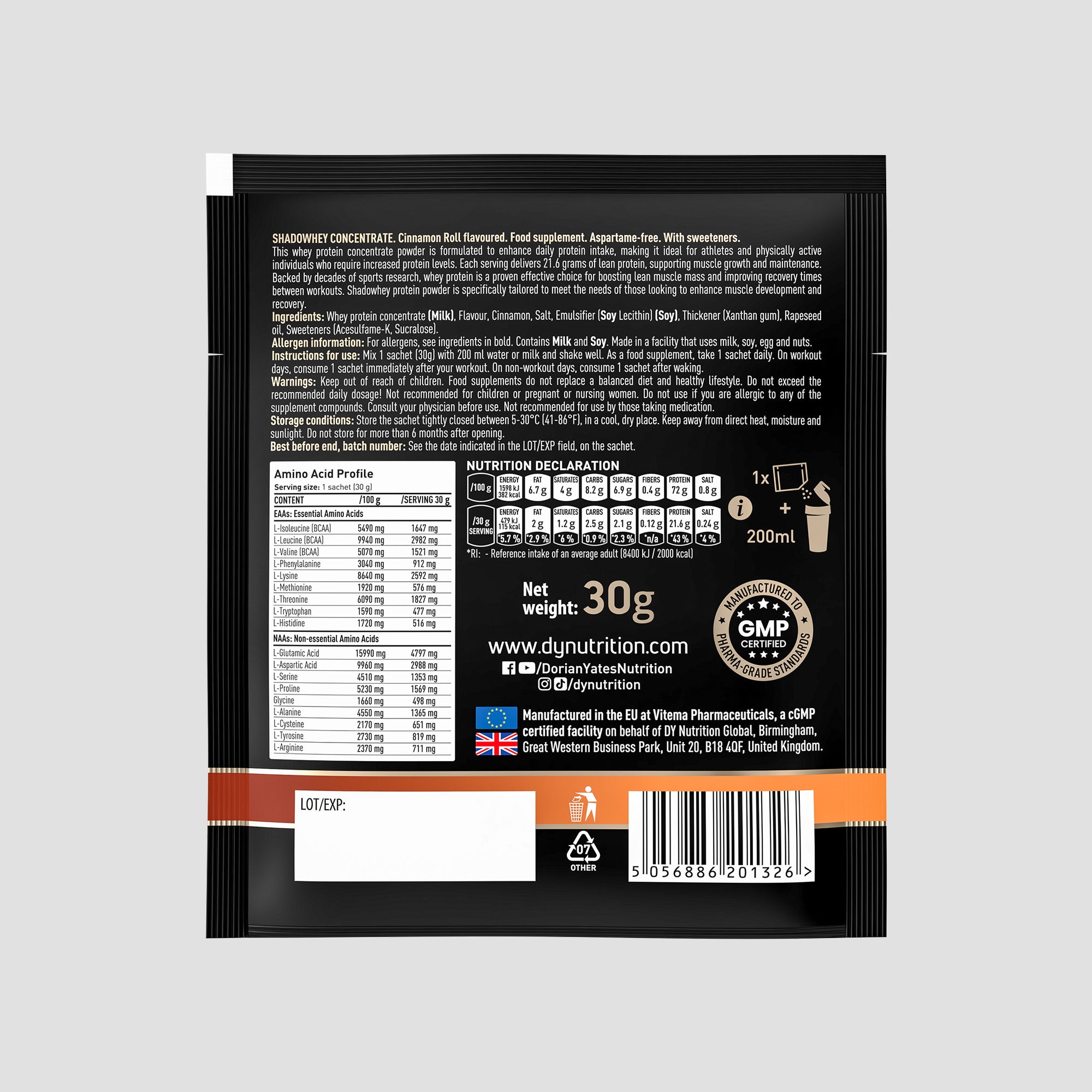 Proteină Concentrată Shadowhey DY Nutrition - Plic la 30 Grame