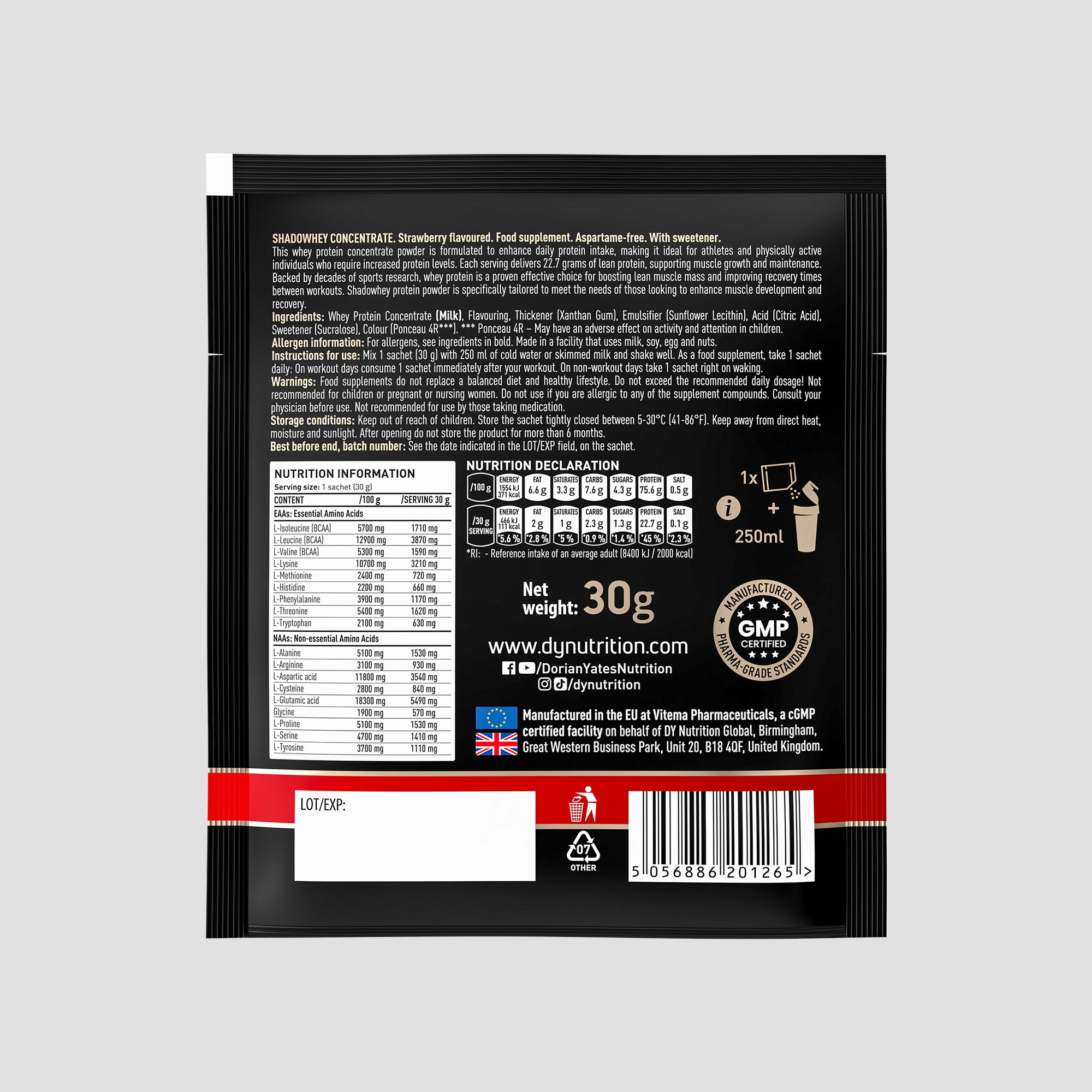 Proteină Concentrată Shadowhey DY Nutrition - Plic la 30 Grame