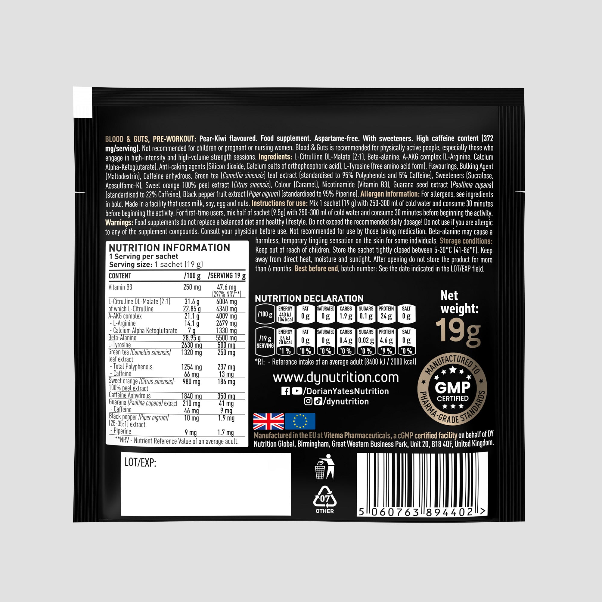 Blood & Guts  Pre-Workout - Plic 19g