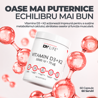 Vitamina D3+K2 2000IU + 75ug, 60 Softgels, 60 Serviri