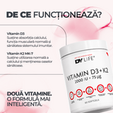 Vitamina D3+K2 2000IU + 75ug, 60 Softgels, 60 Serviri